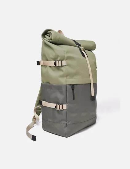 Unisex Vintage Style Rolltop Backpack Custom RPET Polyester Outdoor Sports Pack Business School Bag