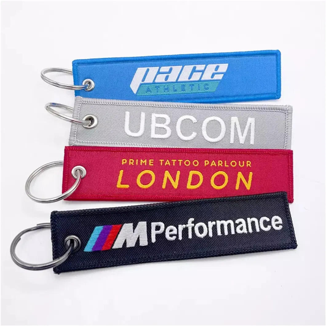 Personalized Custom Shape Logo Patch Tag Embroidery Embroidered Key Chain Keychain