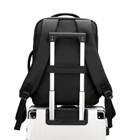 Custom Logo Stylish Business Leather Travel Laptop Backpack Bag with USB Charging Port for Men Women School Backpack