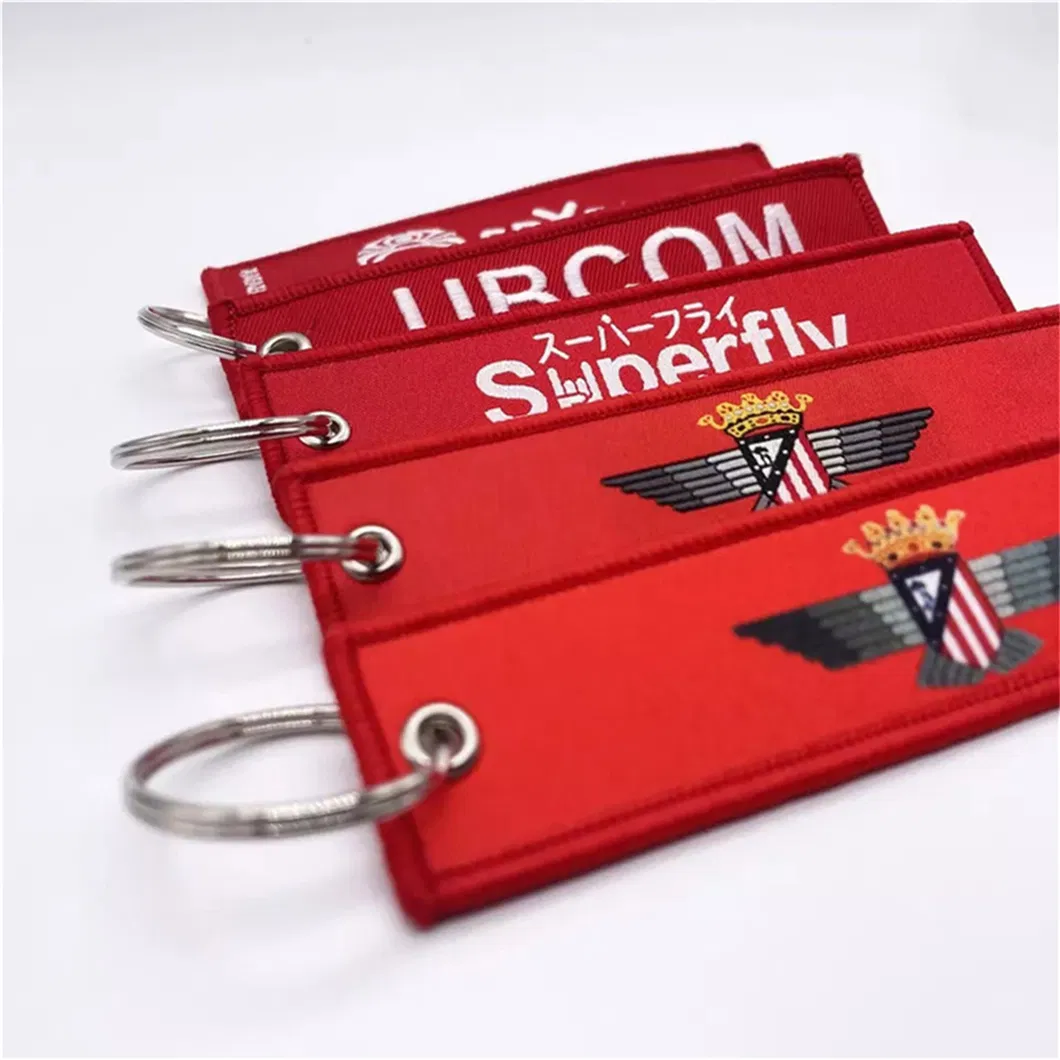 High Quality Custom Handmade Embroidery Woven Keychain Tag Woven Keychain with Your Own Logo