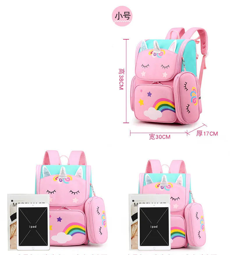 High Quality Backpack Unicorn Children&prime;s School Bags Children Backpack Convenient Travel Removeable Trolley Bag for Girls
