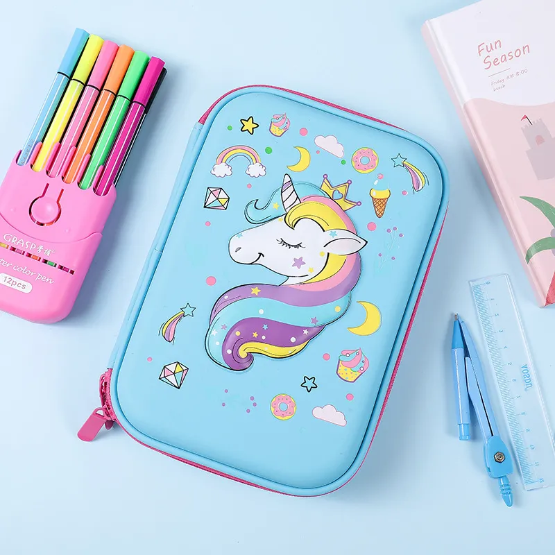 New Large Capacity Pen Bag Cute Cartoon Unicorn Pencil Case with Zipper
