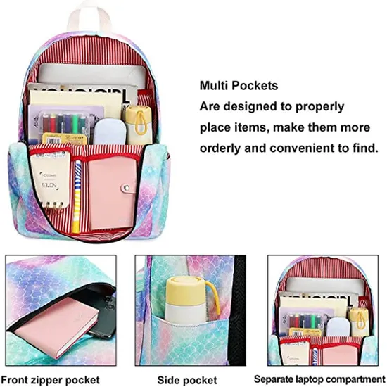 High Fashion Custom Logo Multiple Pockets Waterproof Children Bags Kids School Backpack for Girls Boys