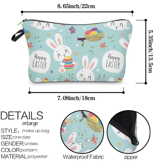 Cartoon Cute Bunny School Pencil Bag Zipper Makeup Cosmetic Pouch Waterproof