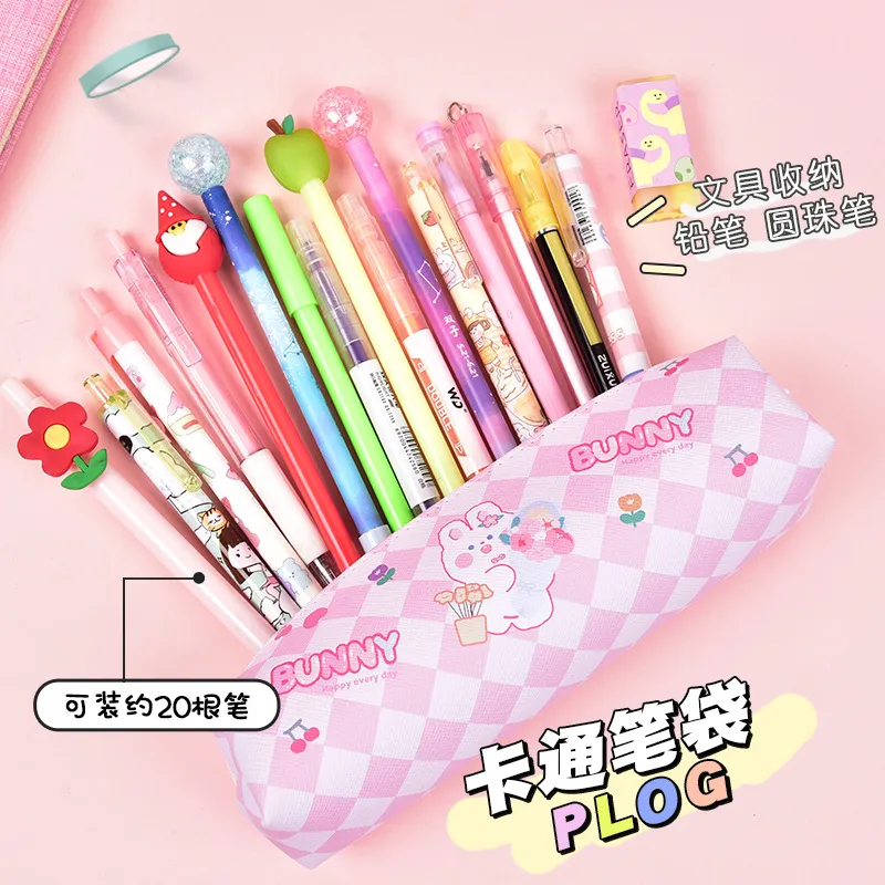 Cartoon Cute School Stationery Bag Kawaii Leather Pencil Pouch for Kids