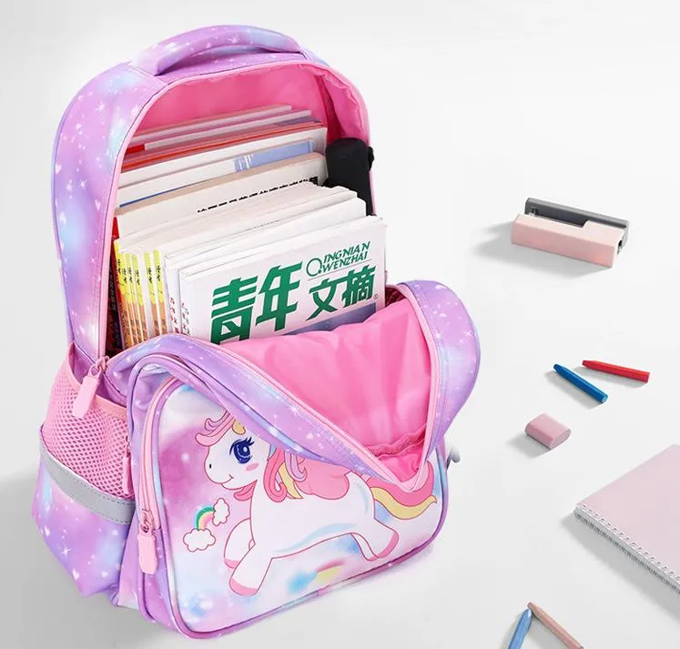 Pupils Trolley Schoolbag Girls First Grade to Sixth Grade Children&prime;s Burden-Reducing Backpack for Girls
