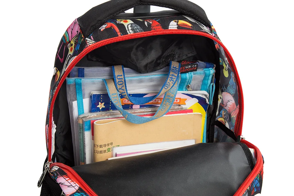 Professional Kids School Rolling Backpack Fashion Children School Wheeled Trolley Bags