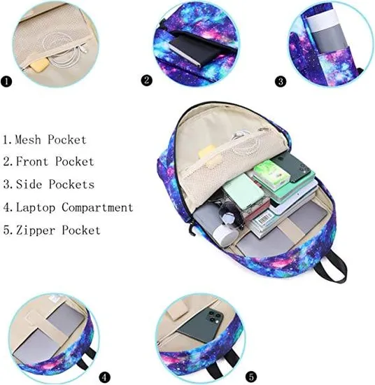 Moutain Land Girls School Backpack Lightweight Waterproof Backpacks for Teen with Lunch Bag