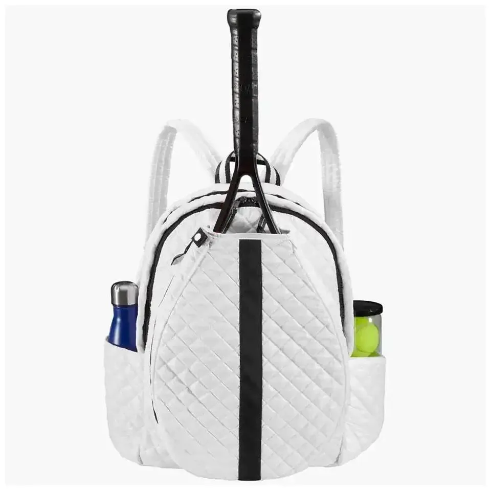 Customized PU Waterproof Pickleball Bag for Outdoor Sports Training, Large Capacity White Portable Tennis Bag
