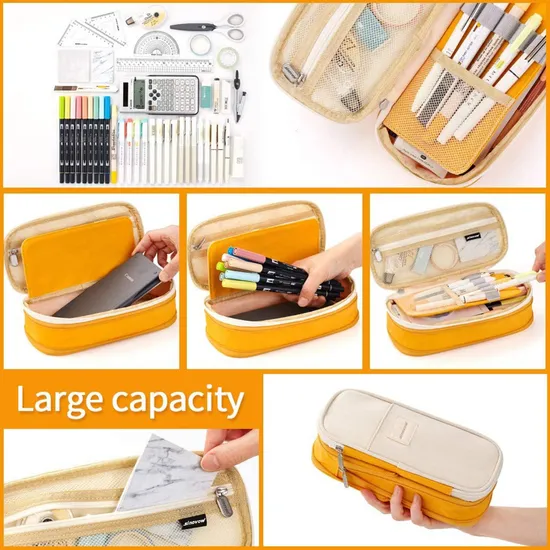 College School Pencil Storage Pen Case Canvas Pencil Pouch Bag for Students