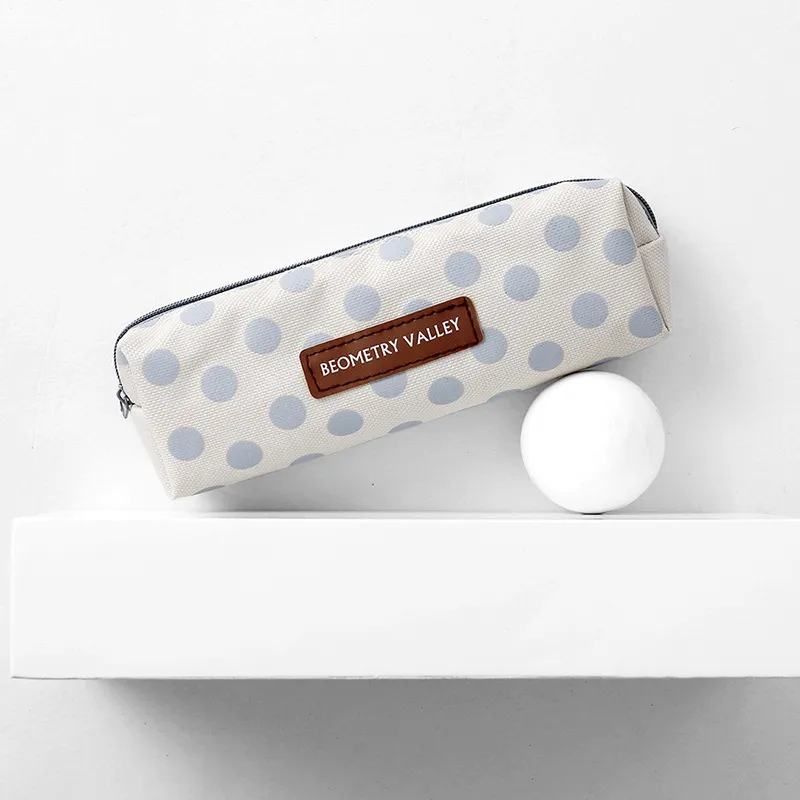 Creative Fashion School Student Stationery Zipper Canvas Grid Pencil Case
