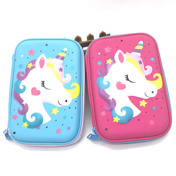 Cute Unicorn Pencil Case School Girls Toddler Hardtop Pencil Pouch EVA Pen Box for Kids Schools &amp; Offices