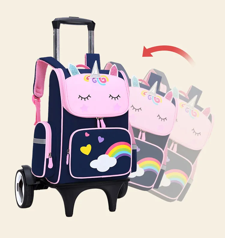 Wholesale Fashion Cute Backpack Unicorn Children&prime;s Trolley School Bags Backpack