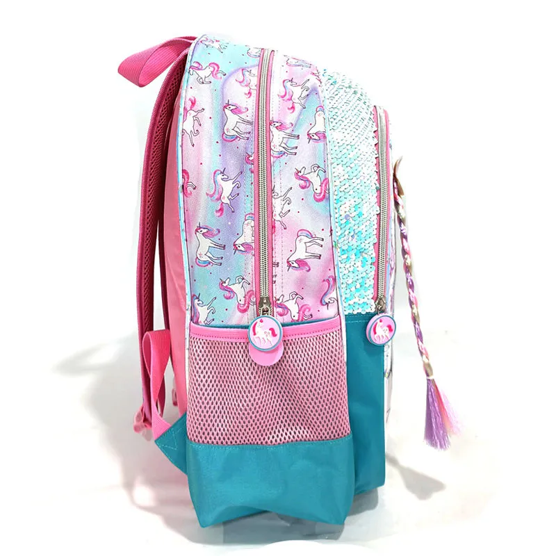 Custom Cartoon Unicorn Girls Kids School Bag Set with Lunch Box and Water Bottle