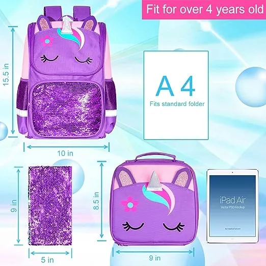 Unicorn Sequin Schoolbag Factory Price Girl School Backpack Pink Schoolbag for Girls
