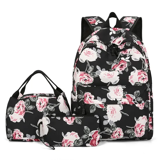 Factory 3 PCS Casual Backpack Insulation Bag Cross-Border New Fashion Floral Minimalist Backpack,