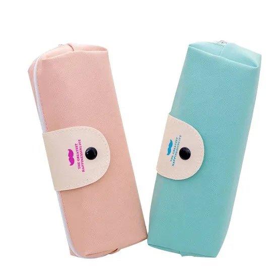 Wholesale Cartoon Cute Beard Print Pen Bag Zipper Large Leather Pencil Case