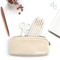 Solid White Canvas Stationery Organizer Pouch Multipurpose Pen Makeup Bag