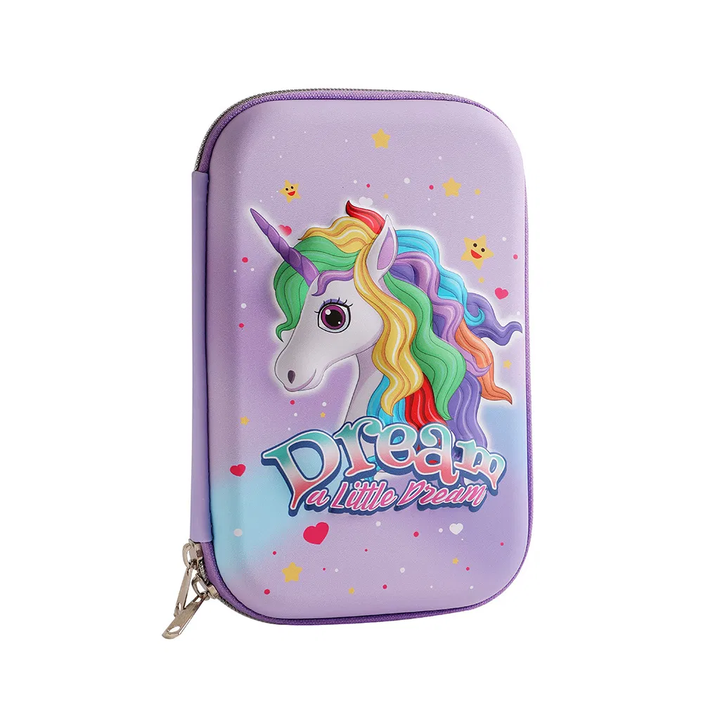 School Stationery Box Cartoon 3D EVA Unicorn Cute Pencil Case for Kids