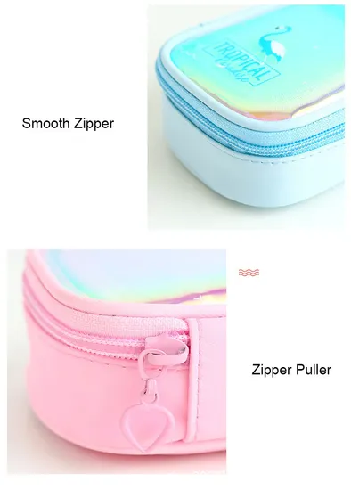 Hologram Colorful Transparent Pen Bag Zipper Cosmetic Makeup Pouch Bright Laser Clear Pencil Case