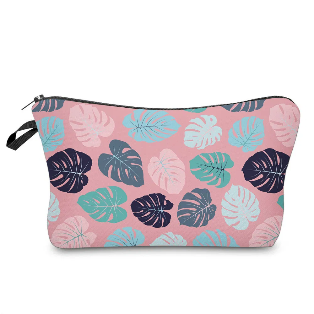 Fashion Retro Leaf Design Girls Pencil Pouch Travel Cosmetic Makeup Bag Custom