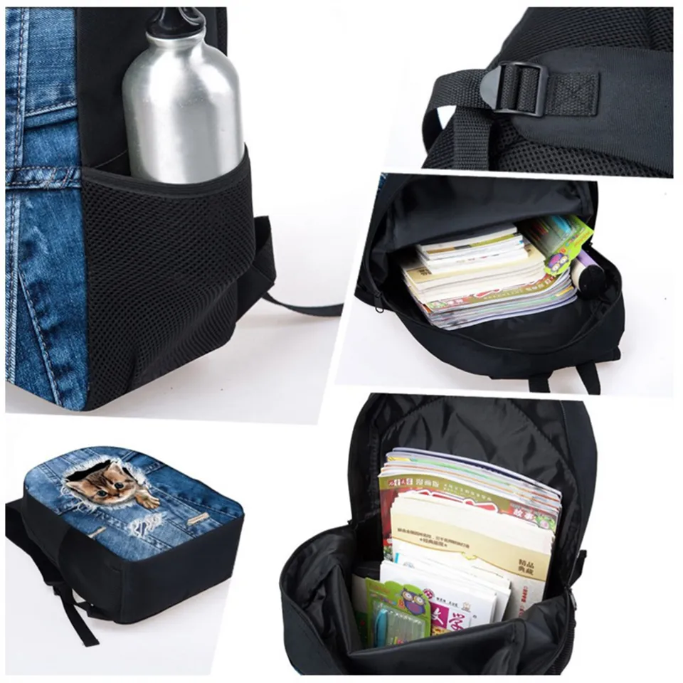 Book Bag for High School Starry with Animal Pattern Print School Bags with Lunch Box Kids School Lunch Bags 3PCS Set