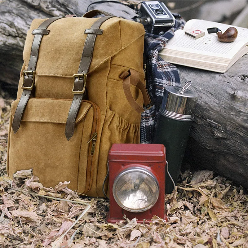 Custom Canvas Shoulder Camera Lens Bag Outdoor Multi Functional Men&prime;s Large Capacity Retro Travel Bag
