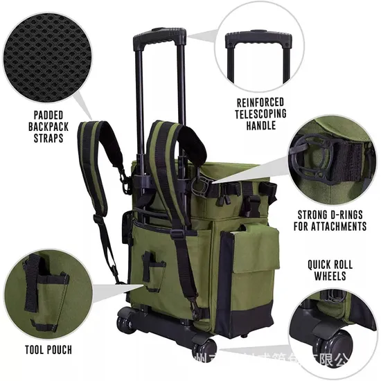 Customized Fishing Gear Pull Rod Support Bait Box Storage Tool Bag Multifunctional Sea Fishing Gear Trolley Bag