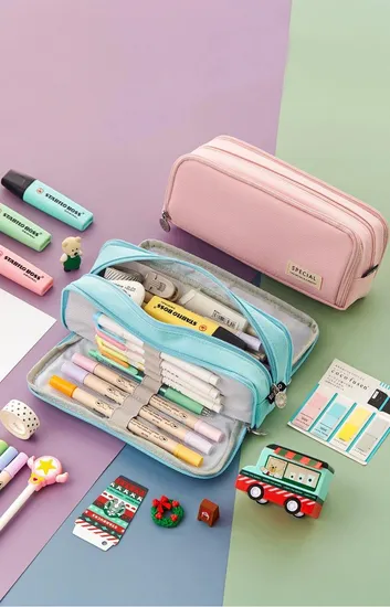 Large Capacity Pencil Pen Case Big Capacity Storage Bag Pouch Box Stationery Organizer with Zippers for Office and School