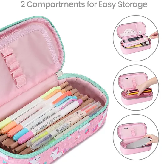 Pink Unicorn Pen Storage Holder Case Cute Pencil Pouch Bag Stationery Organizer