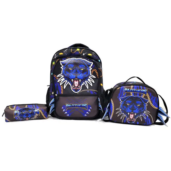 High Quality Leather Animal School Bag Custom Printing 3D Panther Cartoon School Bag for Boys