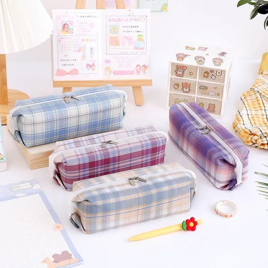 Multifunction Fashion School Stationery Pen Bag Student Canvas Zipper Pencil Case