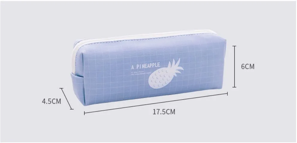 Large Capacity Stationery Storage Bag Cute Fruit Printed Leather Pencil Case