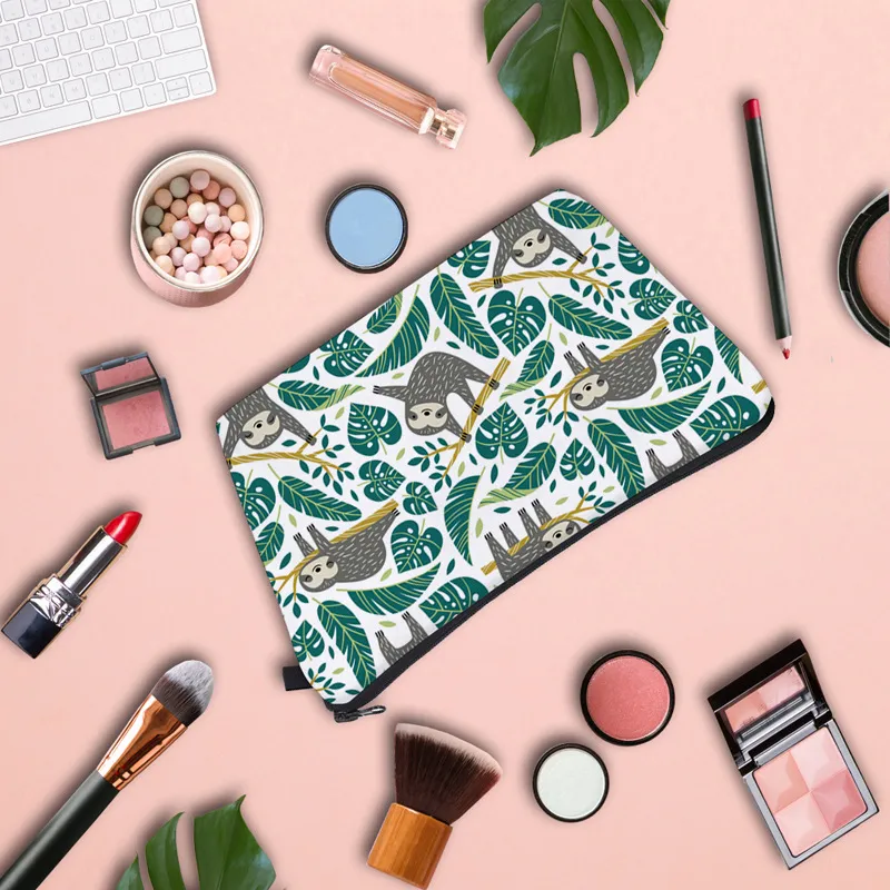 Wholesale Custom Cartoon Sloth Printing Girls Pencil Pouch Polyester Cosmetic Bags