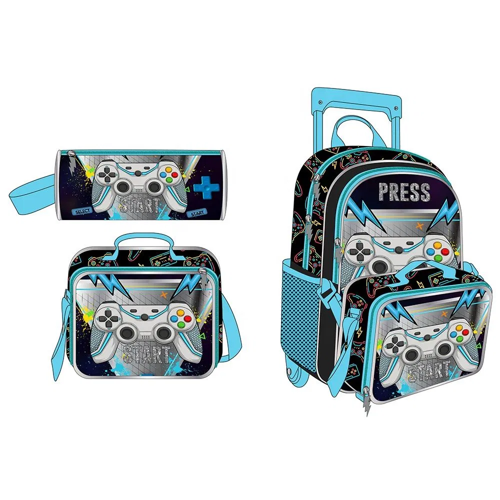 Student Two Wheel Rolling Schoolbag Mochilas Escolares Con Rueda Trolley School Backpack Bag for Kids