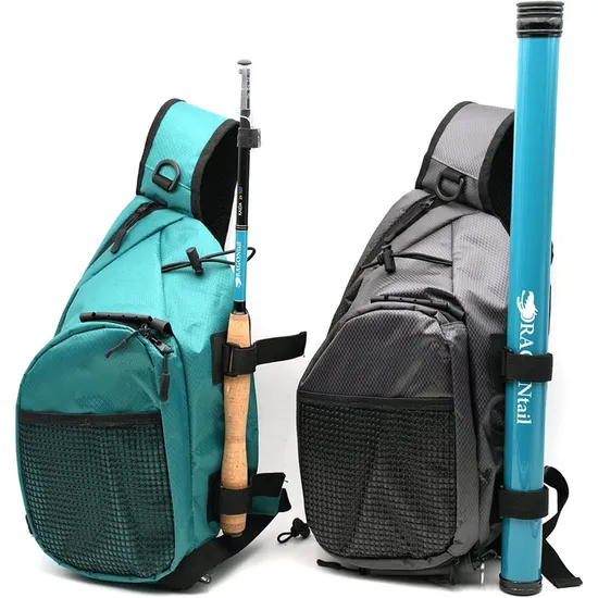 Factory Wholesale Outdoor Fishing Gear Bags with Multifunctional Waterproof Blue-Green Diagonal Strap Small Bags