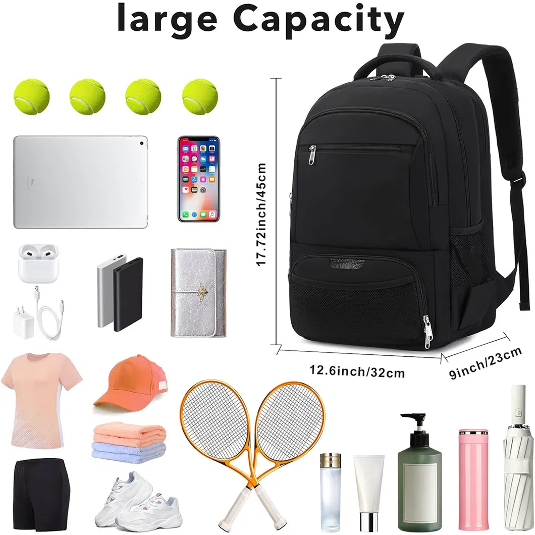 Factory Wholesale Training Tennis Backpacks with Insulate Shoe Bags Badminton Racket Bag