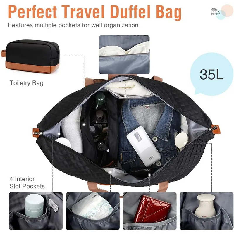 Hot Selling Women&prime;s Overnight Bag Business Travel Bag Set with Shoe Compartment