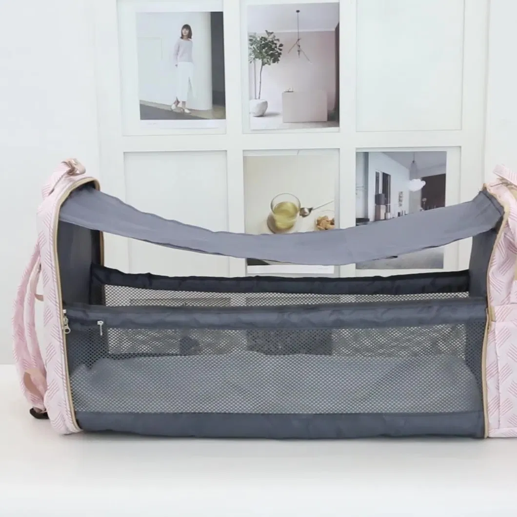 New Folding Multi Functional USB Charging Port Baby Bed Mommy Backpack