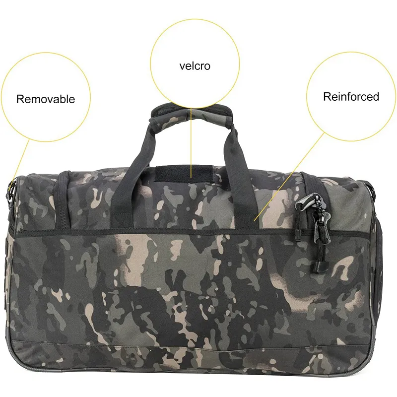 Cross Border New Tactical Camouflage High-Capacity Portable Fitness Bag Travel Storage Bag with Independent Shoe Compartment