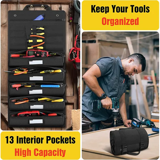 Factory Customized Cross-Border High-Capacity Wear-Resistant Portable Tool Storage Roll Bag Tool Storage Bag