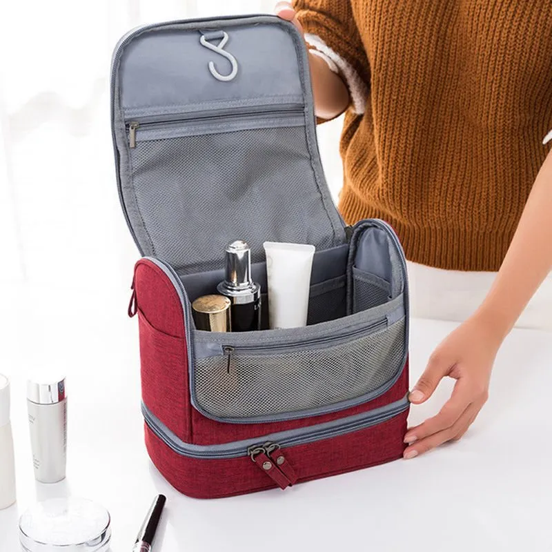 New Travel Double Open Portable Wash Storage Bag Dry Wet Separation Waterproof Hook Wash Bag