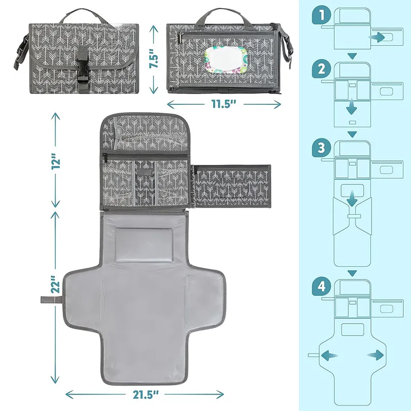 Cartoon Printed Pattern Waterproof Baby Urinary Pad Baby Stroller Hanging Bag Portable Diaper Bag