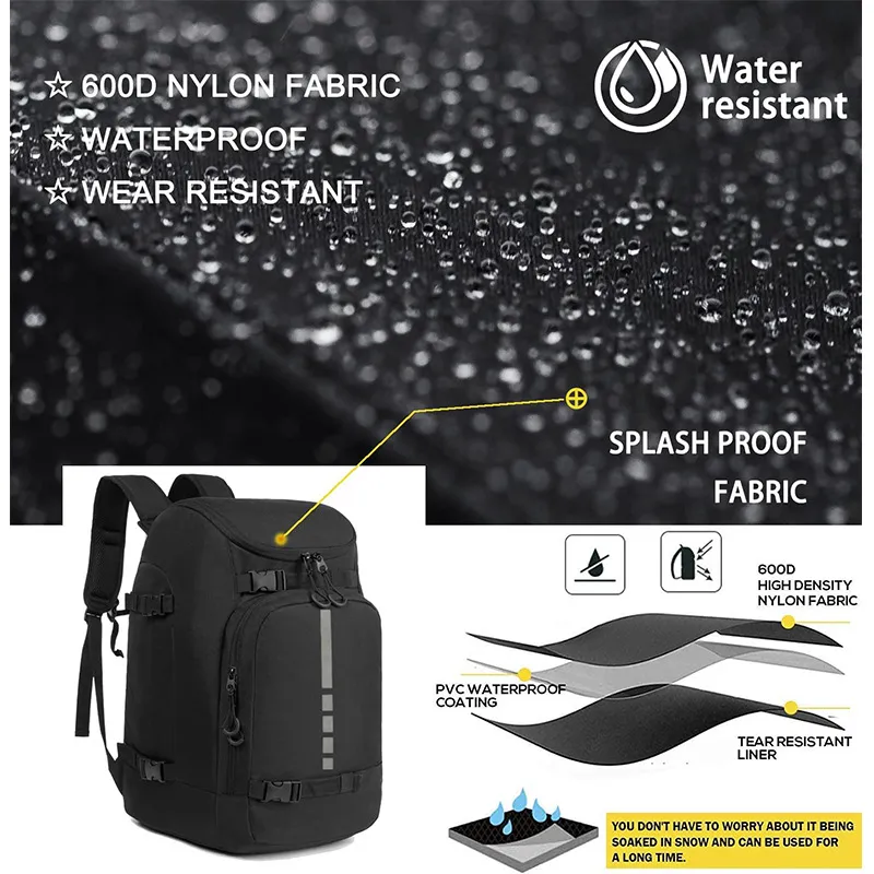 New Ski Helmet Bag Multi Functional Waterproof Dry Wet Separation Large Capacity Backpack