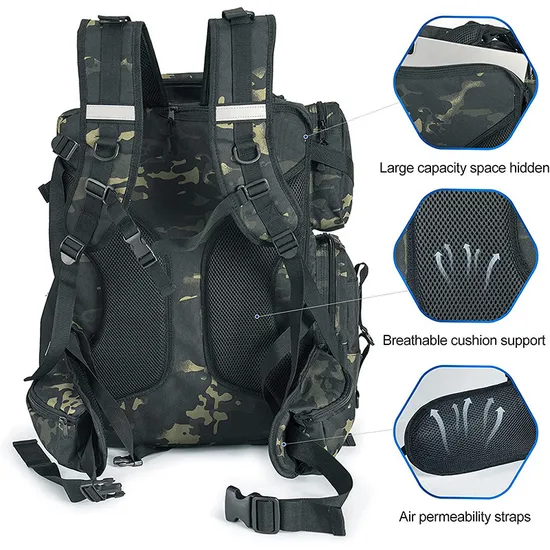 Factory Customized Tactical Camouflage Large Capacity Road Bag Fishing Gear Backpack Fishing Bag