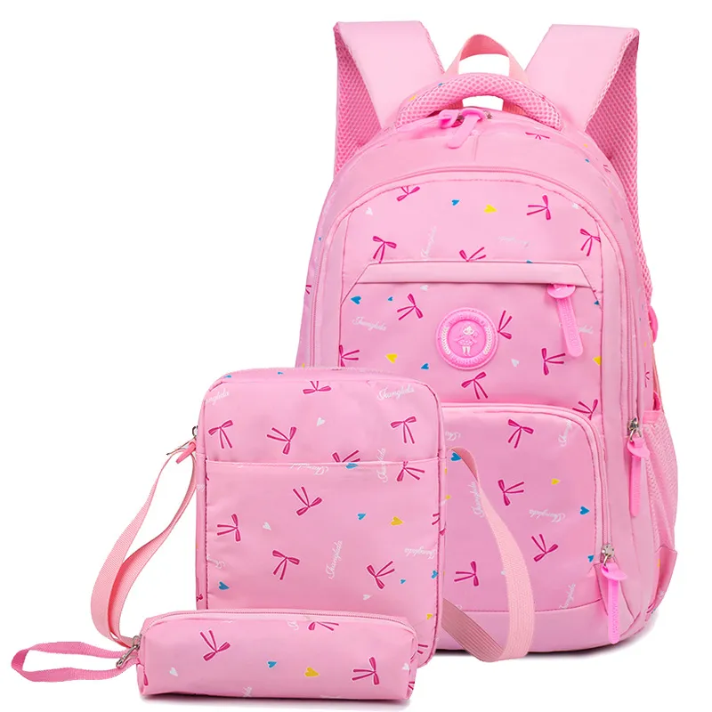 Factory Primary and Secondary School Students Bag Fashion Casual Backpack Three Piece Set