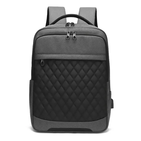 Mens Large Capacity Backpack Fashion Diamond Grid Business 15.6-Inch Computer Backpack