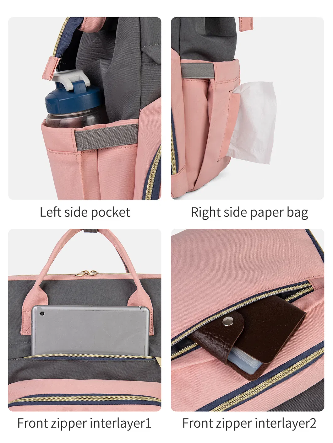 Portable Mommy Bag with Large Capacity and Multifunctional Functions for Outdoor Insulation Diaper Bag