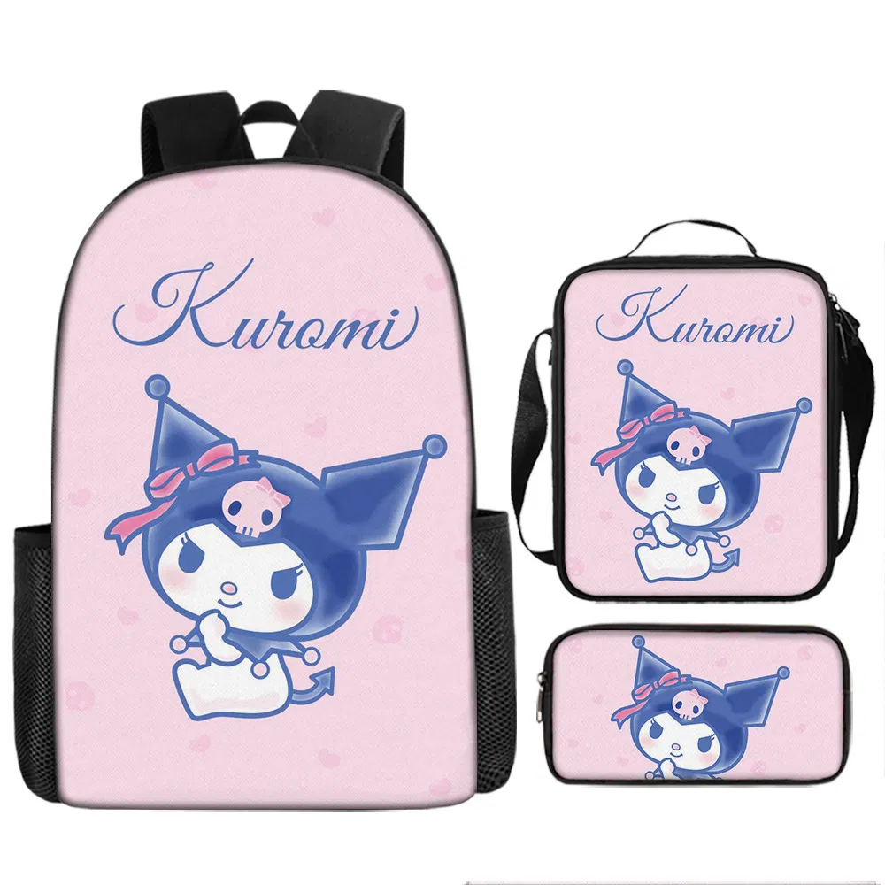 Anime Uromi Three Piece Set Kt Cat Cartoon Primary and Secondary School Student Backpack Children&prime;s Backpack
