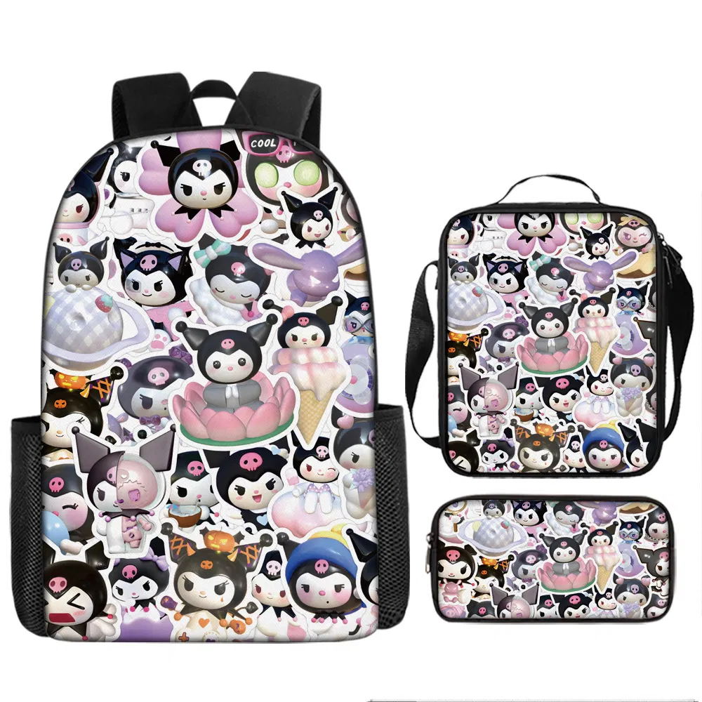 Anime Uromi Three Piece Set Kt Cat Cartoon Primary and Secondary School Student Backpack Children&prime;s Backpack